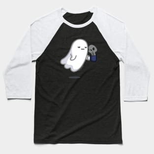 GRAVEYARD SHIFT - Cute Ghost with Coffee Baseball T-Shirt